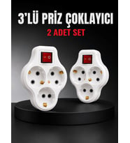 3’lü Priz Çoklayıcı 2 Adet Set Anahtarlı Kablosuz Duvar Tipi Priz Çoğaltıcı