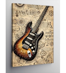Kanvas Tablo Vintage Elektro Gitar