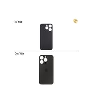 iPhone 15 Pro Siyah Renk Arka Kapak Arka Cam Batarya Kapağı Lazer Kesim Kapak Pil Kapağı