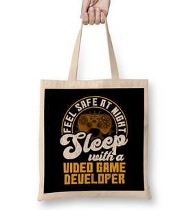 Feel Safe At Night Sleep With Video Game Developer Bez Çanta Uzun Saplı