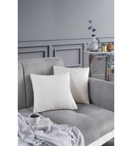 Natural 2'li Dekoratif Kırlent Kılıfı Yastık Kılıfı %100 Pamuklu 44x44 Cm  (Beyaz)