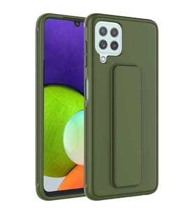 Galaxy A22 4G Kılıf Zore Qstand Katlanabilir Standlı Kılıf (Koyu Yeşil)