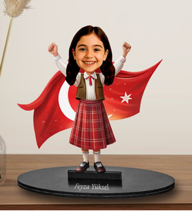 Kişiye Özel 23 Nisan Tasarımlı Kız Çocuğu Karikatür Biblo 266