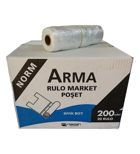 Rulo Şeffaf Market Poşet Torba - Hışır Atlet Poşet - Büyük Boy - 200 Adetlik 20 Rulo / Koli