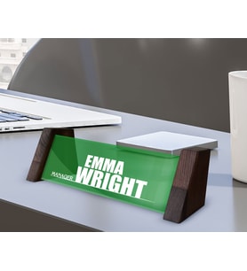 BK Gift Kişiye Özel İsimli Ahşap Ayaklı Yeşil Akrilik Masa İsimliği, Ofis Dekoru, Mesleki Hediye, Ofis Hediyeleri-6