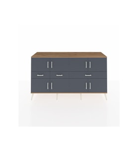 Kronos Konsol 5 Raflı 3 Çekmeceli 8 Kapaklı 176x59x99 Çam-Antrasit