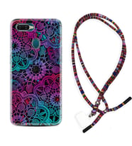 Oppo A5S A15 A16 A54 A55 A73 A74 Kılıf Boyun Asklı Rasta Silikon Colurful Mandala 1667