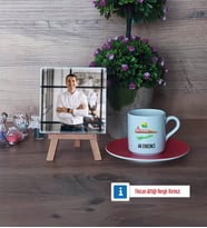 Ziraat Mühendisi Fotoğraflı Dekoratif Taş, Ahşap Altlıklı Türk Kahvesi Fincanı Hediye (Model 3)