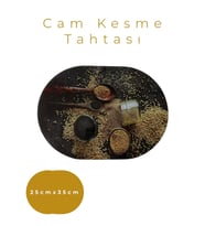 Cam Kesme Tahtası* Mutfak Tahtası Oval 25x35cm Baharat Görünümü