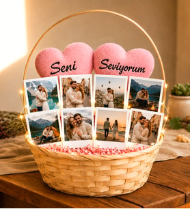 Kişiye Özel 8 Fotoğraflı Seni Seviyorum Tasarımlı Fotoğraf Buketi