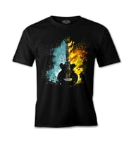 Guitar in Fire and Ice Siyah Erkek Tshirt