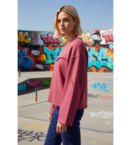 Kadın Bisiklet Yaka Düşük Kol Uzun Kollu Relaxed Örme Sweatshirt Fonksiyonel Dayanıklı Şık