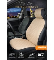 Oto Koltuk Kılıfı Tay Tüyü 4 Katmanlı Minder Tekli Ön Terletmez, Kaymaz, Su Geçirmez, Airbag Uyumlu - Bej