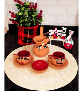 Toprak Fincan Takımı Emoji İfadeli Özel El Yapımı