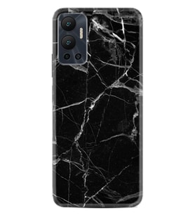 Infınix Hot 12 Kılıf Resimli Desenli Baskılı Silikon Fragile Black Mermer 1378