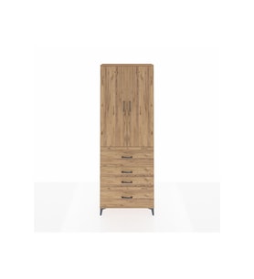 Arges Dolap 4 Raflı 4 Çekmeceli 2 Kapaklı 88x30x243 Çam-Çam