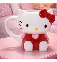 3D Hello Kitty Tasarımlı Porselen Kupa Bardak – Sevimli Dekoratif Kupa, 13x6 Cm (Karışık)