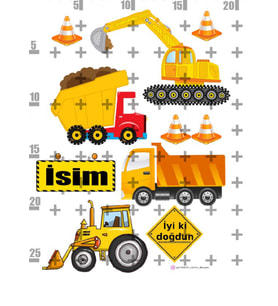 Yenilebilir Şeker Kağıt İş Makinalar Temalı Pasta Süsleme