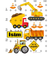 Yenilebilir Şeker Kağıt İş Makinalar Temalı Pasta Süsleme