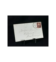 İngiltere Klasik Dönem 1875 Victoria Dönemi Red Penny Pullu Zarf postadan geçmiş varış damgalı