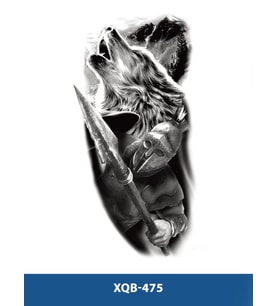 XQB-475 ORTA BOY ULUYAN KURT VE SAVAŞCI DESEN GEÇİCİ DÖVME-TATTO