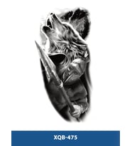 XQB-475 ORTA BOY ULUYAN KURT VE SAVAŞCI DESEN GEÇİCİ DÖVME-TATTO