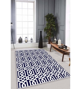 Lacivert Spor Kaymaz Tabanlı Makinede Yıkanabilir Halı LB003 - 100 x 160 cm