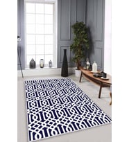 Lacivert Spor Kaymaz Tabanlı Makinede Yıkanabilir Halı LB003 - 100 x 160 cm