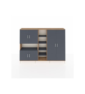 Arges Dolap 13 Raflı 6 Kapaklı 220x30x163 Çam-Antrasit
