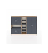 Arges Dolap 13 Raflı 6 Kapaklı 220x30x163 Çam-Antrasit