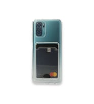 Xiaomi Poco M5s Kılıf Kart Bölmeli Şeffaf Silikon Kartlıklın