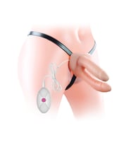 OdinsShop Belden Bağlamalı Titreşimli 12,5 cm İçi Boş İkili Çatal Strapon Penis