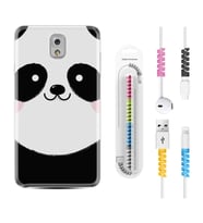 Samsung Note 3 4 5 8 9 20 Ultra 10 Lite Kılıf Kablo Koruma Spiral Silikon Sevimli Panda 1794