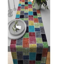 Çok Renkli Patchwork Premium Masa Örtüsü Runner RNR288