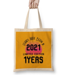 2021 Birthday Gift - Made, Born in 2021 Gift - 1 Year Old Birthday Gif t Vintage Style Bez Çanta Uzun Saplı