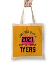 2021 Birthday Gift - Made, Born in 2021 Gift - 1 Year Old Birthday Gif t Vintage Style Bez Çanta Uzun Saplı