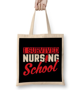I Survived Nursing School Nurse Graduation Bez Çanta Uzun Saplı