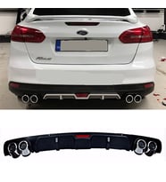 Ford Focus 3 Siyah Difüzör 4 Krom Egzoz Görünümlü Difizör Arka Ek Body Kit 2012 - 2017