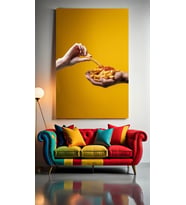 KETÇAPLI PATATES KIZARTMALARI Ev Duvar Salon Güzellik Salonu Ofis Dükkan Dekarasyon Kanvas Tablo (Çok Renkli)