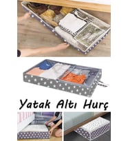 Yıldız Desen Yatak Altı Baza Hurcu Fermuarlı Düzenleyici Saklama Çantası 80x20x50cm