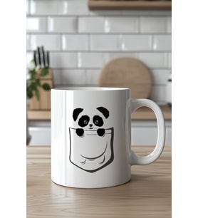Sevimli Panda Desenli 330ml Baskılı Beyaz Seramik Kupa Bardak