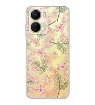 PrintiFy Vivo Y16 Uyumlu Kamera Korumalı Floral Kırmızı Tasarımlı Şeffaf Silikon Kılıf
