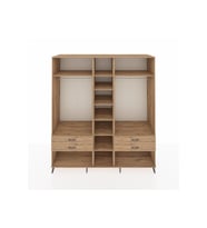 Kronos Dolap 10 Raflı 4 Çekmeceli 2 Askılı 220x59x243 Çam-Çam/Çam