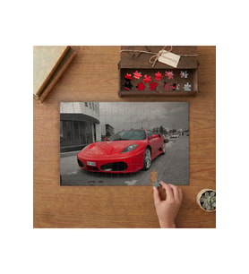Kırmızı Spor Araba Tasarımı 240 parça Ahşap Puzzle Ahşap Kutuda MP03061