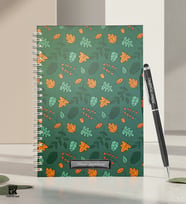 Kişiye Özel YaprakTasarımlı Spiralli Defter & Roller Touch Pen Kalem Hediye Seti - GDTK-909151