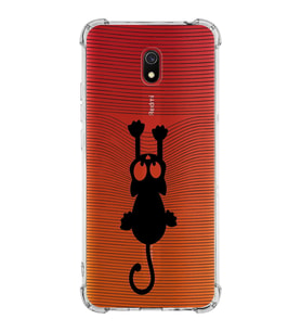 Xiaomi Redmi 8A Köşe Korumalı Antişok Kapak Çizgi Kedi Tasarımlı Şeffaf Silikon Kılıf