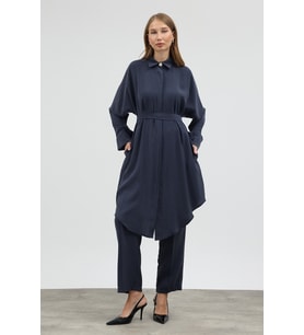 Modal Cupra Tunik Pantolon Takım - Indigo