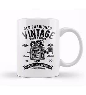 Old Fashioned Vintage Movie Camera Kupa Bardak Porselen