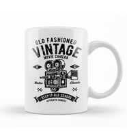 Old Fashioned Vintage Movie Camera Kupa Bardak Porselen