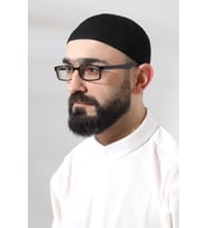Baba Günü Hediyesi - Siyah Safir Dantel Detaylı Örme Namaz Takkesi